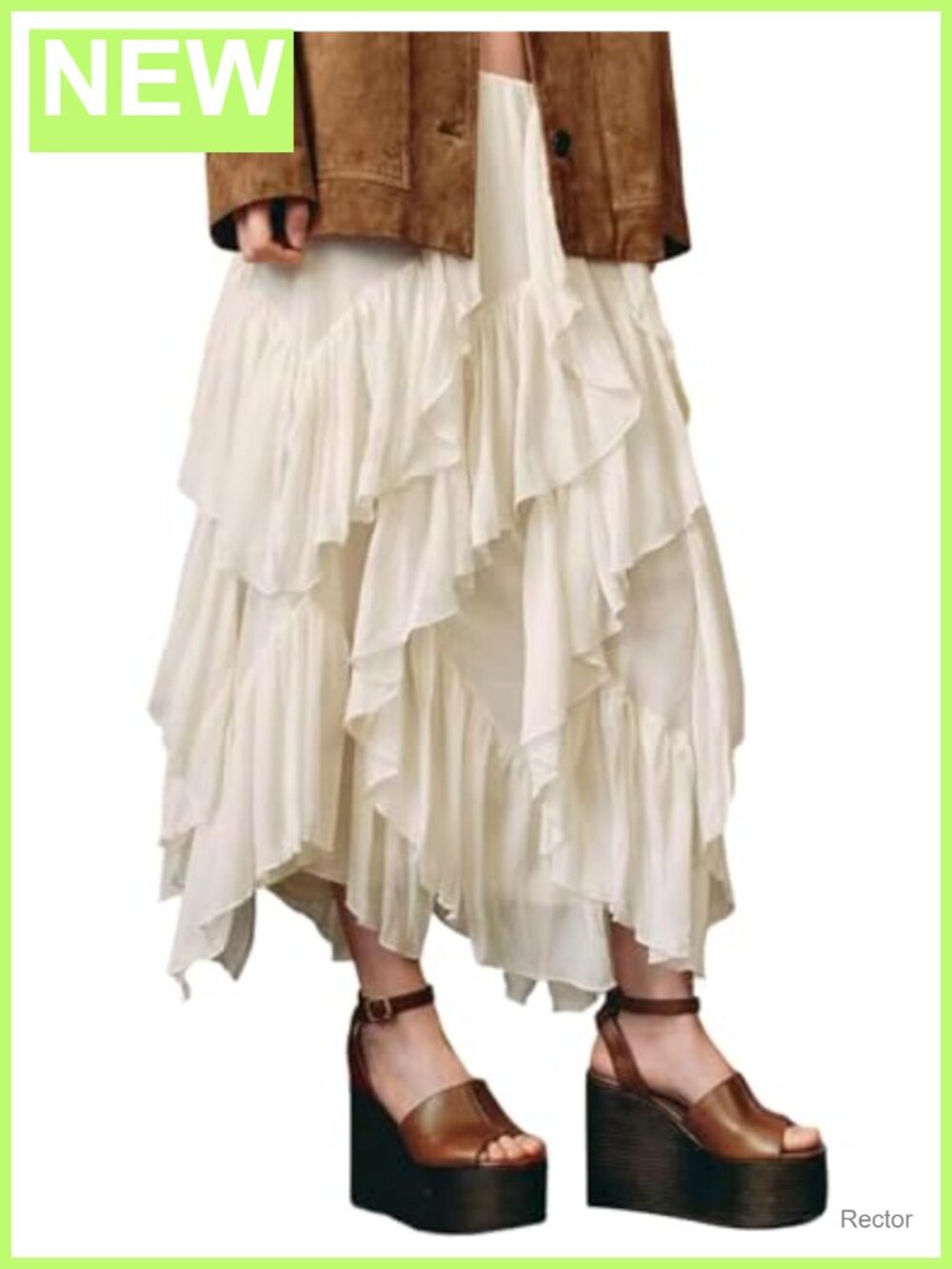 Women's Ruffle Maxi Skirt Long Flowy Tiered Polyester Casual